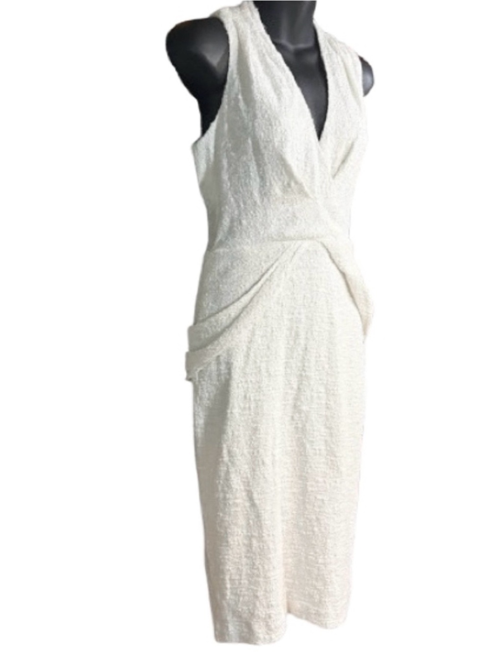 Badgley Mischka Bridal Twist Front Cocktail Dress nubby knit texture size 6 - Picture 3 of 10